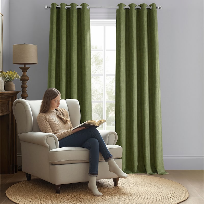 Exclusive Fabrics Faux Linen Grommet Room Darkening Curtain (1 Panel)