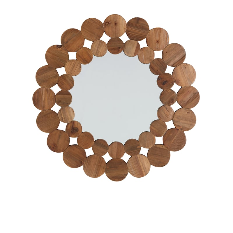 Joshua Natural Finish Reclaimed Wood Round Wall Mirror by iNSPIRE Q Artisan