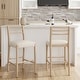preview thumbnail 2 of 22, Christopher Knight Home - Adaline Modern Upholstered Counter Stool Set of 2 with Ladder Back 42.25" H - Beige - Bar Height