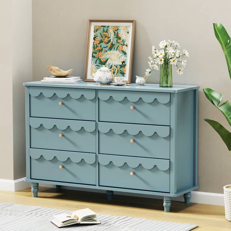 Lace Trim 6-Drawer Dresser with Nightstand Kids' Bedroom Dream Storage