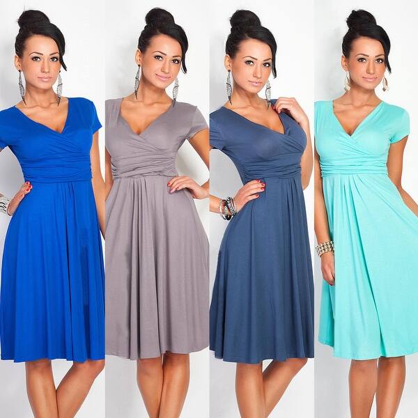 Shop Pregnant Women Summer Comfy Maternity Dress Casual Loose V Neck Pleated Dress Overstock 23018226