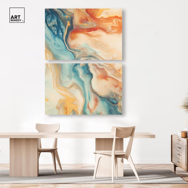 Marbled Sunrise II Canvas Set of 2 by Art Remedy, Gallery Wrapped