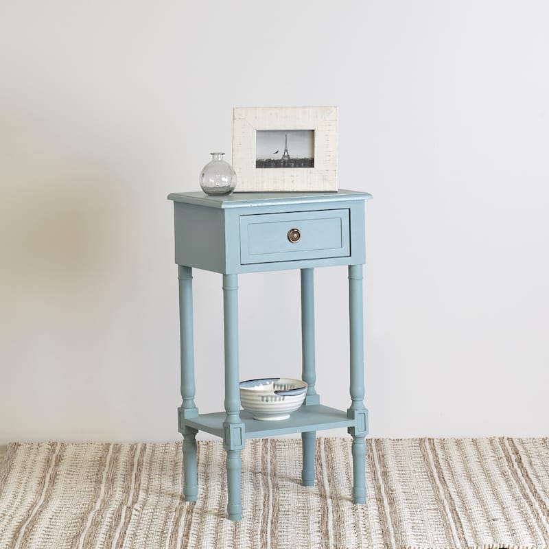 Rustic Solid Wood Side Table With Drawers And Shelf by East at Main