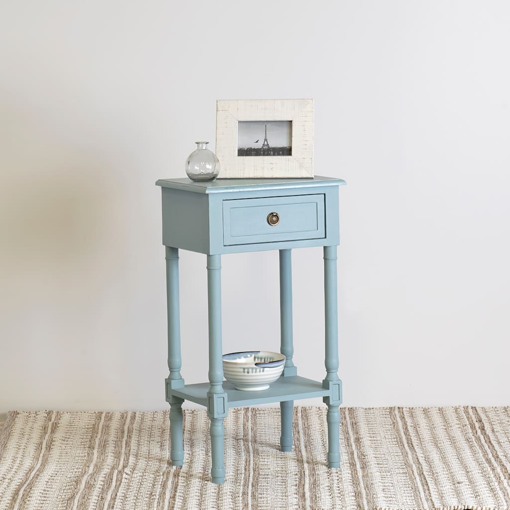 Rustic Solid Wood Side Table With Drawers And Shelf by East at Main
