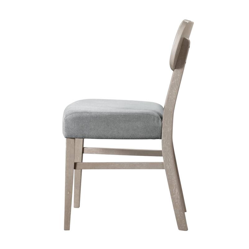 Set of 2 Upholstered Dining Chairs with Padded Seat Cushions in Gray