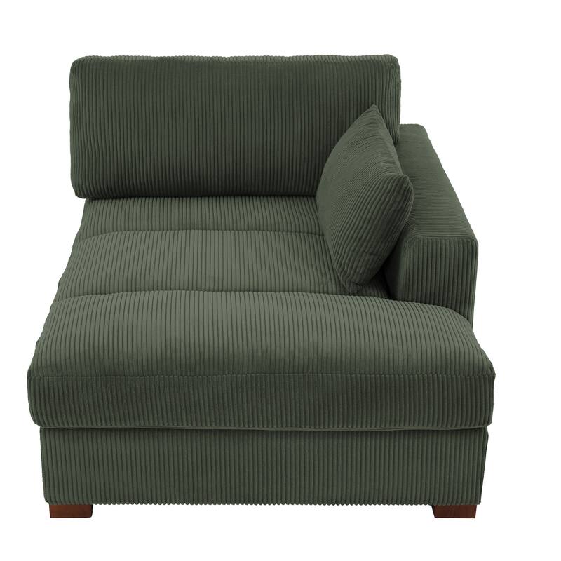 Oversize Corduroy Chaise Lounge Modular Sectional Sofa with Pillow