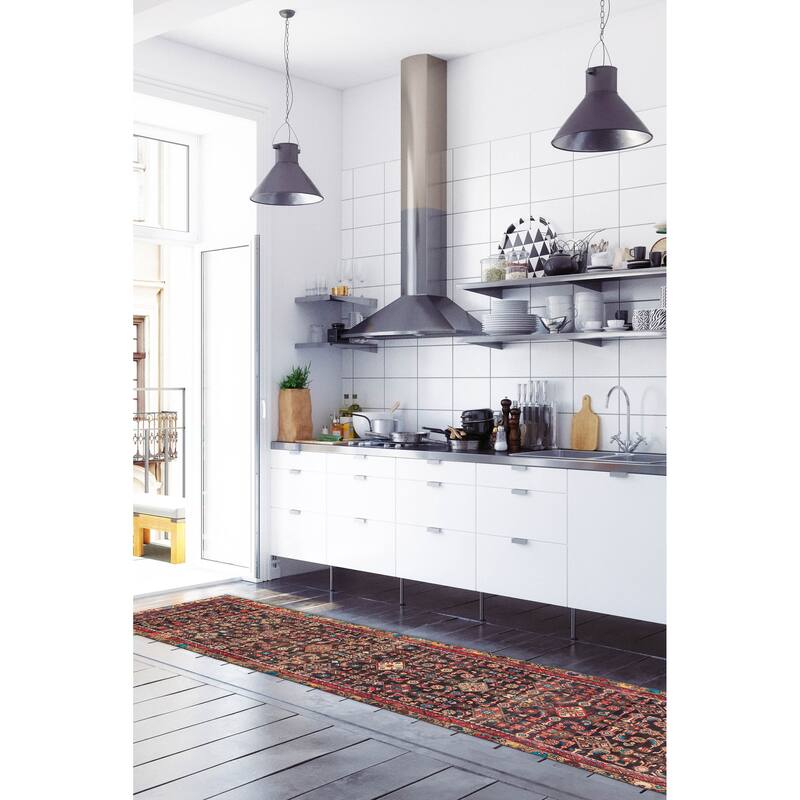 ECARPETGALLERY Hand-knotted Andelz Dark Navy, Red Wool Rug - 2'11 x 15'2