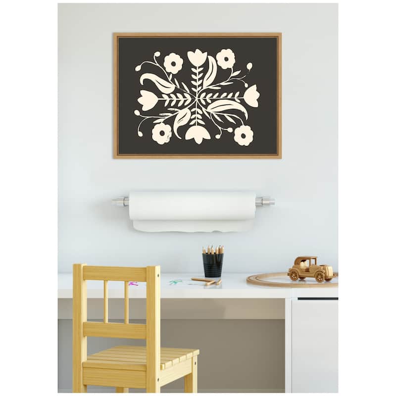 Kate and Laurel Aurelia Black Cream 012 by Vicky Yorke Framed Canvas Wall Art Print