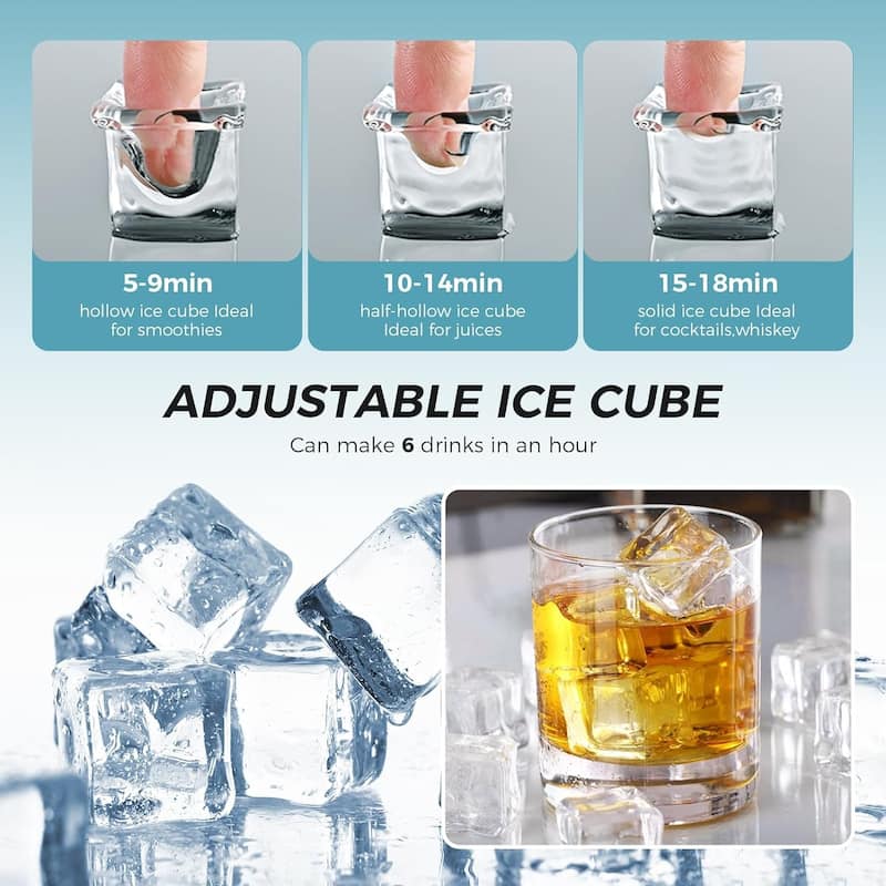 Countertop Ice Maker,Makes 9 Pieces of Ice in 6-13 Minutes, with Timer Function - 16.26*11.81*8.66in