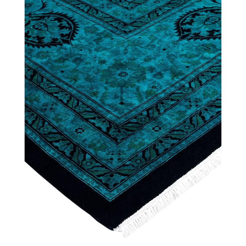 Overdyed, One-of-a-Kind Hand-Knotted Area Rug - Blue - 12' 1" x 17' 1"