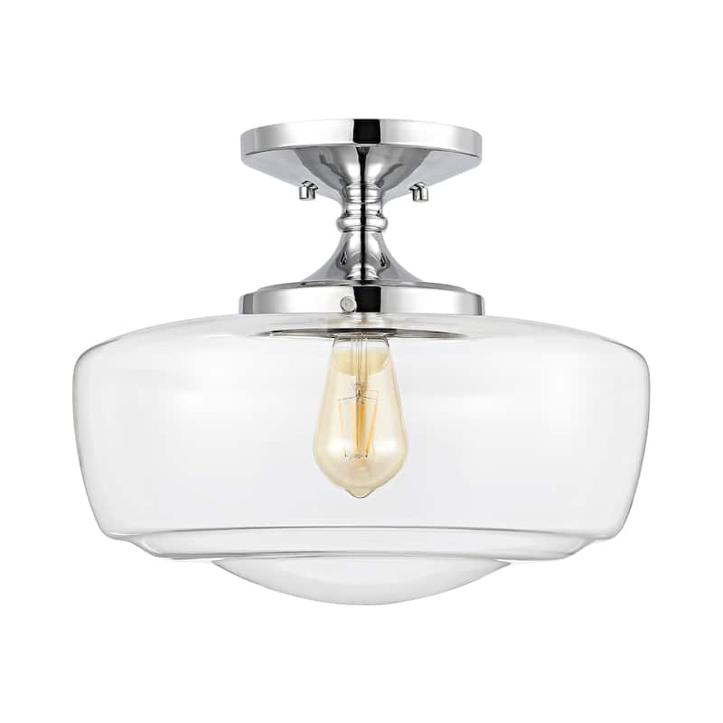 Gaines Glass/Iron Farmhouse Modern LED Flush Mount, by JONATHAN Y