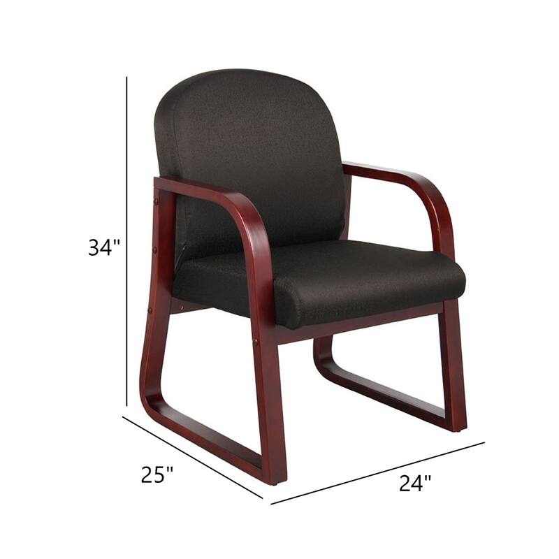 Cain Guest Chair with Molded Mahogany Wood Frame, Black Task Fabric