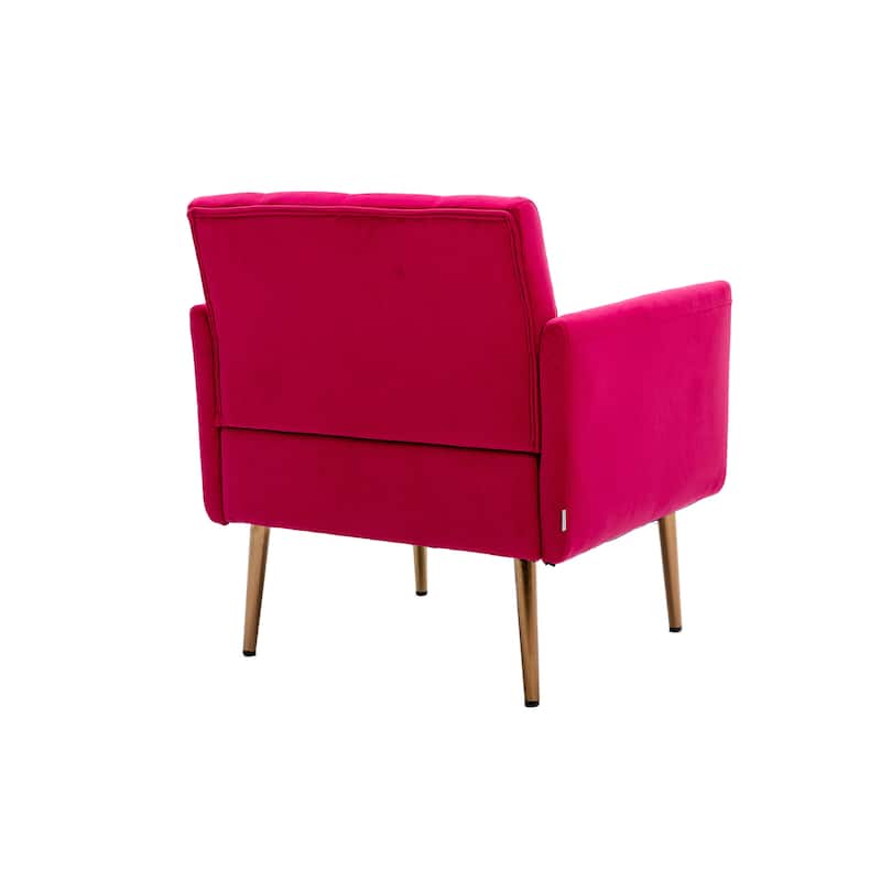 Velvet Upholstered Tufted Accent Chair With Golden feet