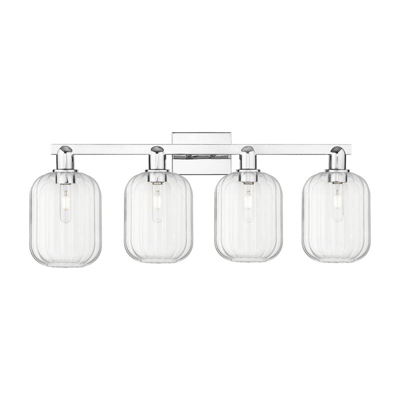 Innovations Lighting Downtown Urban - Preston - 4 Light 36" Jar Shade Bath Vanity Light - Clear/Polished Chrome