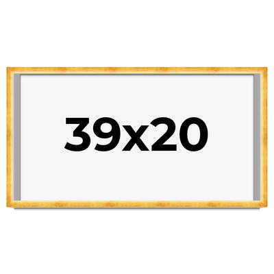 39x20 Shadow Box Frame Gold | 1.625 Inches Deep Real Wood Traditional