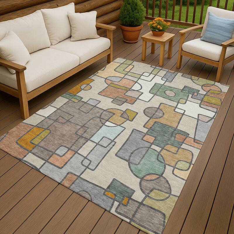 Machine Washable Indoor/ Outdoor Contemporary Prenner Chantille Rug