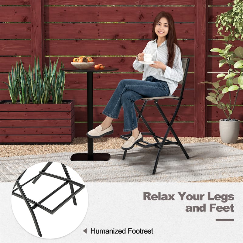 Gymax Folding Bar Stools Set of 6 Patio Sling Chairs w/ Backrest