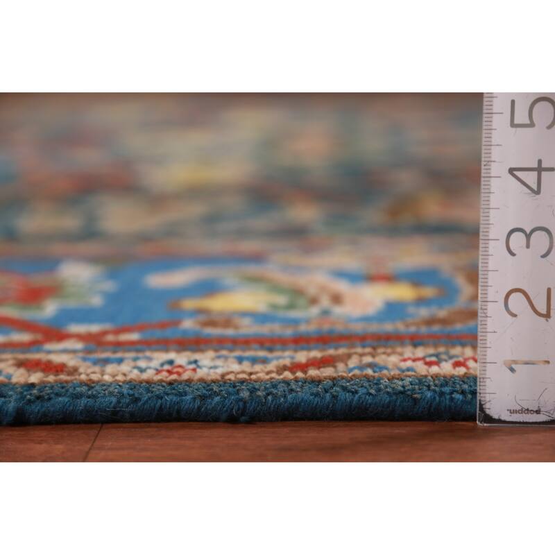 All-Over Blue Oushak Oriental Area Rug Handmade Wool Carpet - 8'11" x 11'9"