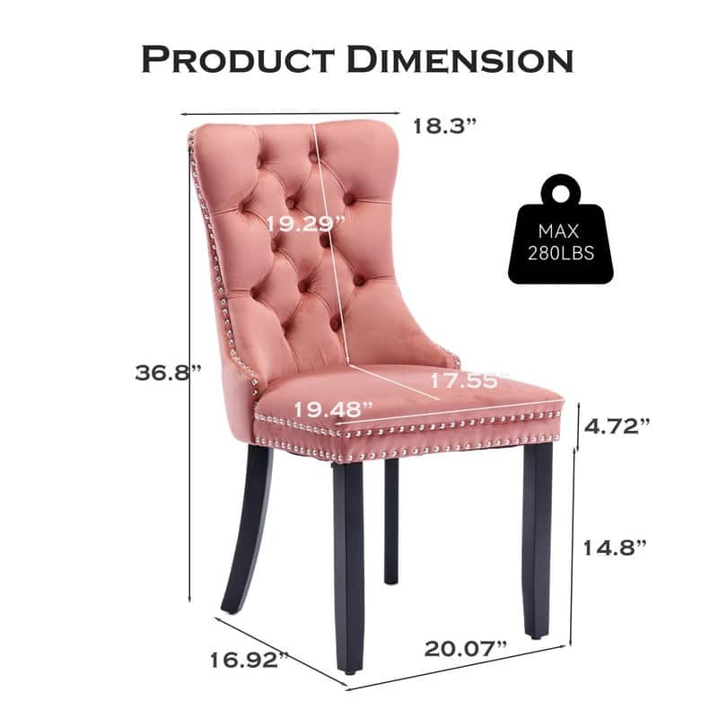 Tufted Naliheads Solid Wood Upholstered Dining Chairs (Set of 2)