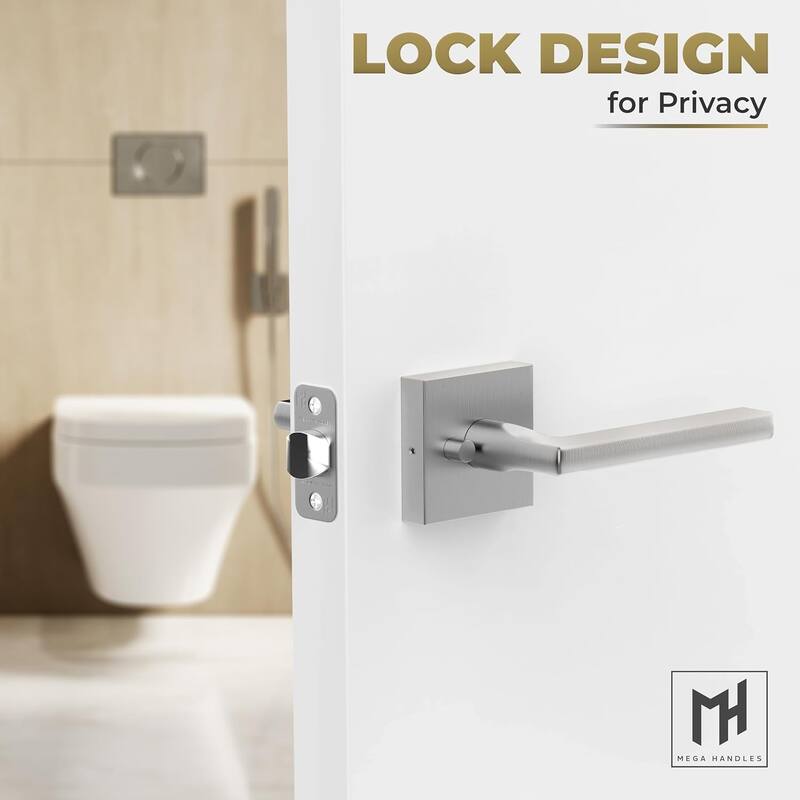 Mega Handles PRIME Privacy Flat Interior Door Lever for Hallway, Closet, and Bathroom I Reversible Keyless Door Lock