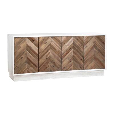 Ella 71-inch Reclaimed Fir 4-Door Sideboard, Two-Toned White & Natural Wood