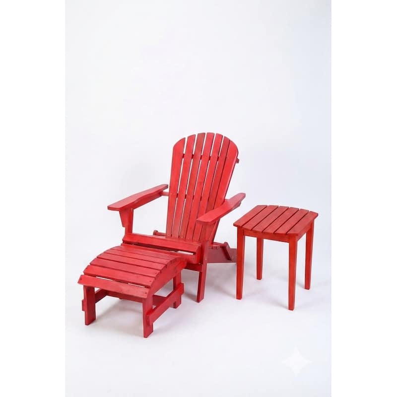 Grand Collection Folding Large Size Adirondack Chair Pine Wood, Red