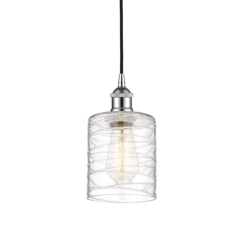 Innovations Lighting 616-1P-8-5 Cobbleskill Pendant Cobbleskill 5" - Polished Chrome / Deco Swirl