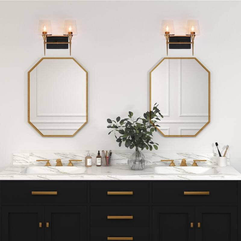 2/3Light Modern Black Gold Bathroom Vanity Light Wine Glass Wall