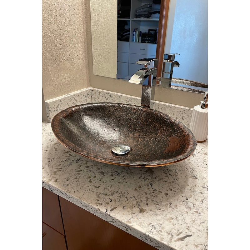 20" Oval Hand Forged Old World Copper Vessel Sink (PVOVAL20)