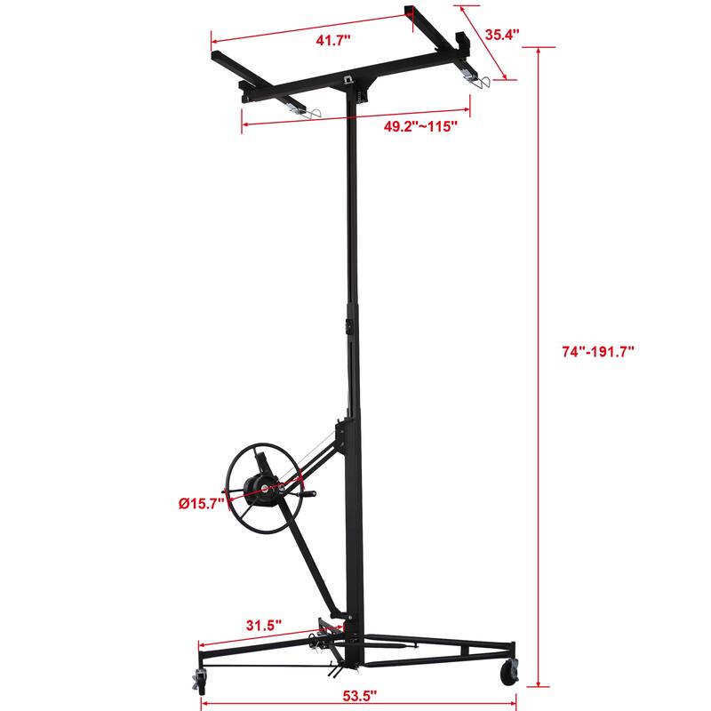 Drywall Panel hoist Drywall Lift Rolling Panel Hoist Jack Lifter 16ft black color