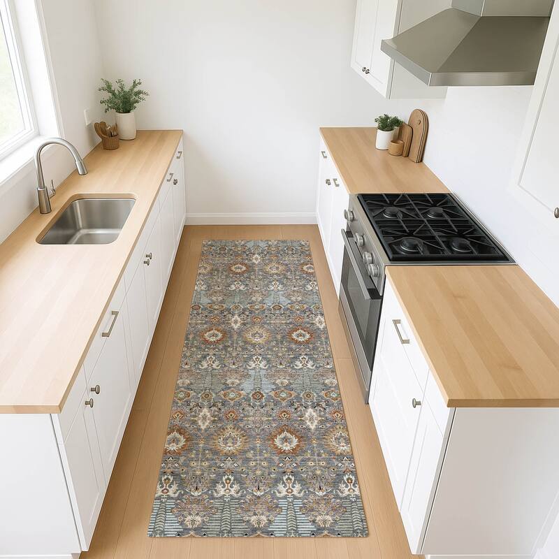 Machine Washable Indoor/ Outdoor Traditional Xander Chantille Rug