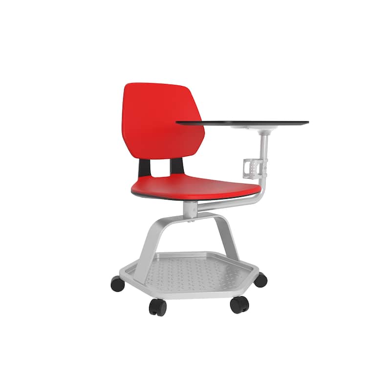 Commute Classroom Chair, Mobile Tablet Arm Student Desk - Red
