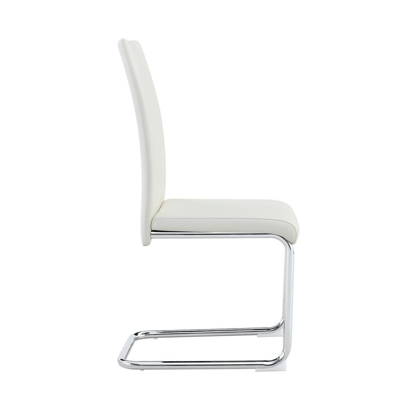 2-Pack PU Upholstered Dining Chairs - Modern High-Back Side Chairs with Sturdy Chrome-Plated Iron Tube Legs for Dining Room