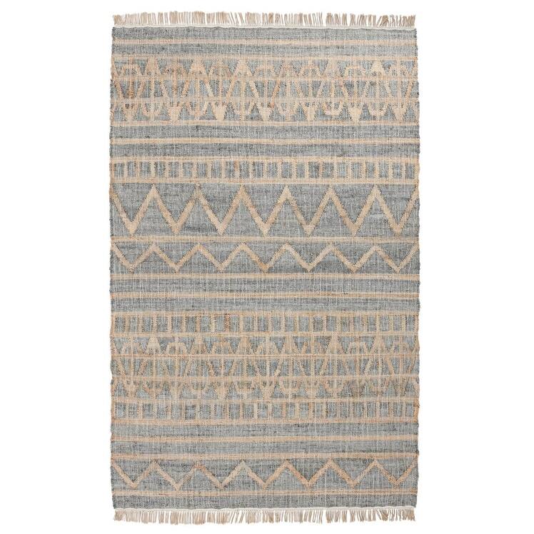 Megan Natural Jute Handwoven Area Rug by Kosas Home - 2.6 x 8 - Natural/Spa Blue