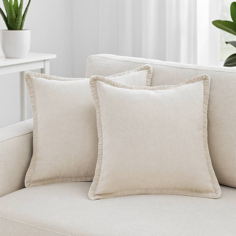 Sevita Guapo Casual Solid Stitched Edge Cotton Throw Pillow