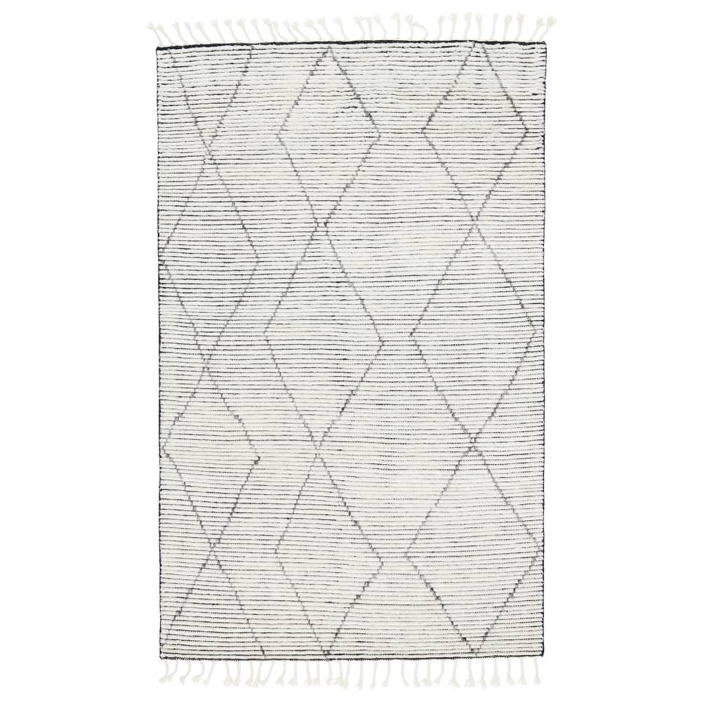 Carson Carrington Tarsele Hand-Knotted Trellis Cream/ Black Area Rug