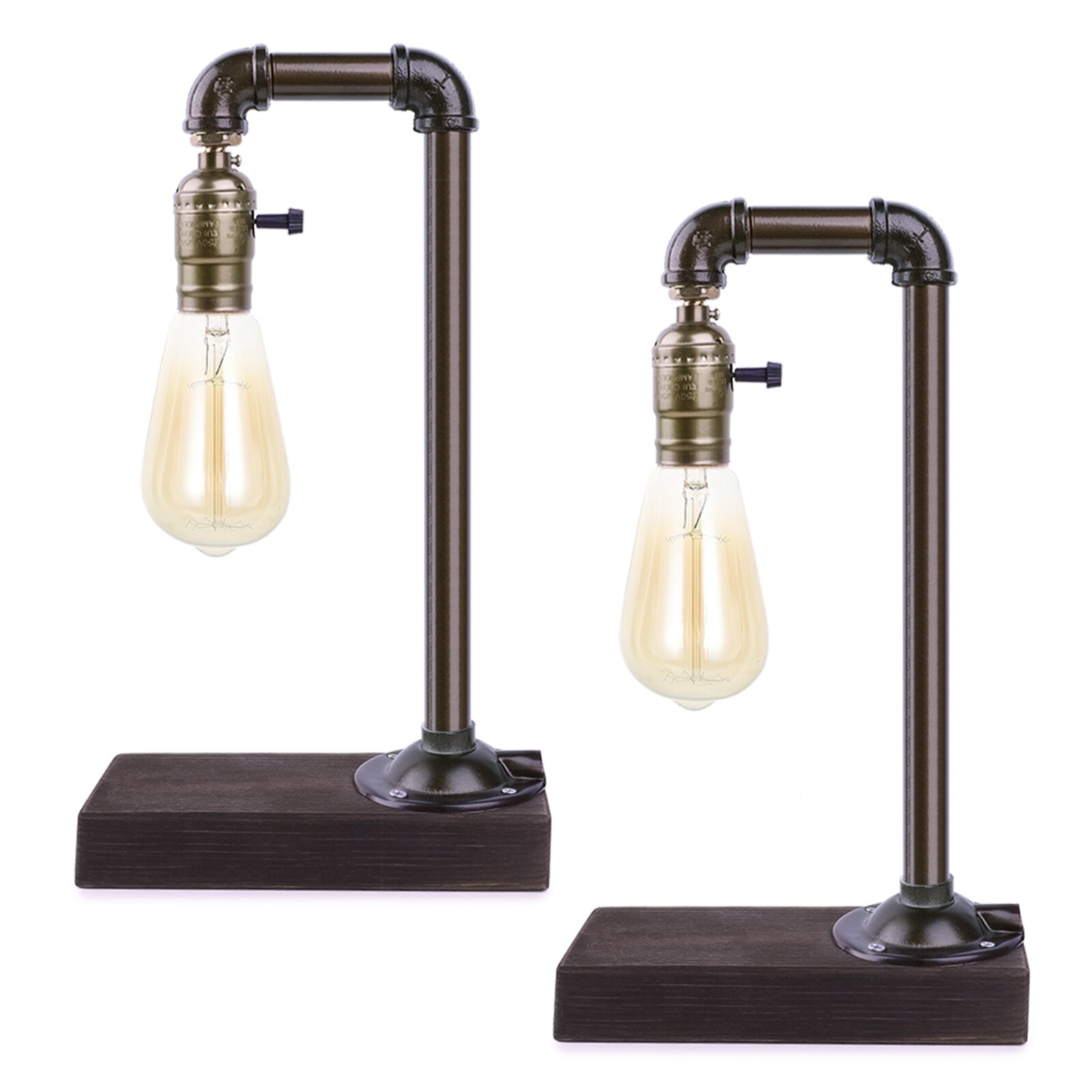 ウェア lamps Retro Vintage Table Lamp, Industrial Steam Punk Lamp with Wood
