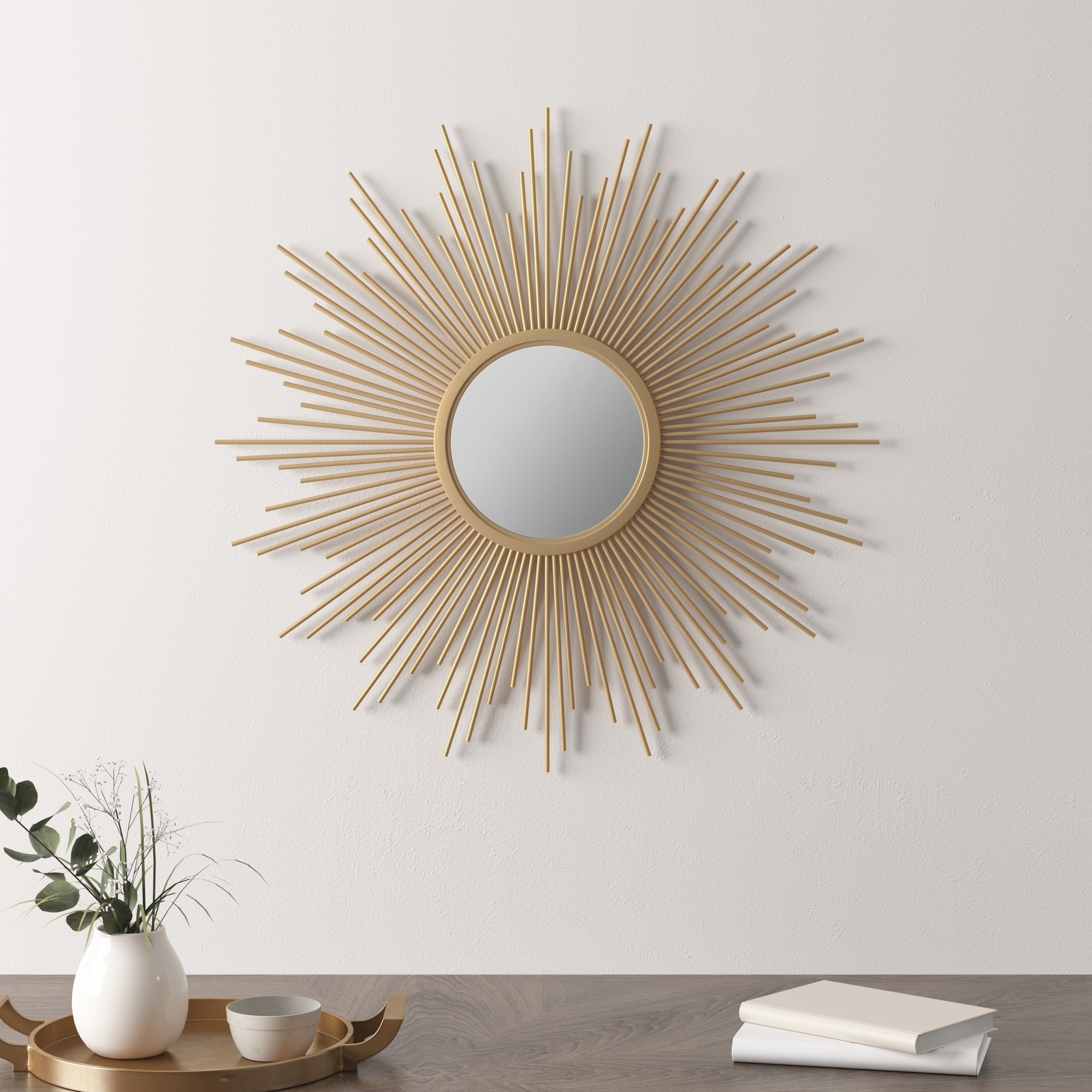 Decorative Sunbrust Golden Metal Art Craft Wall Mirror - China