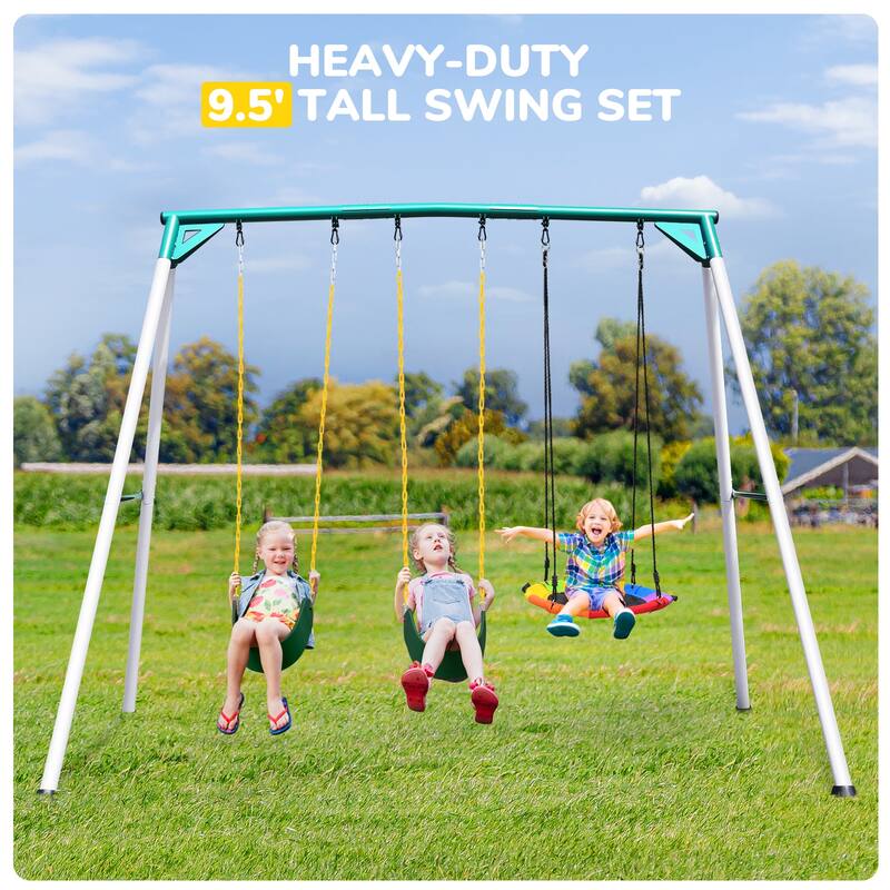 9.5' Heavy Duty Metal Swing Set