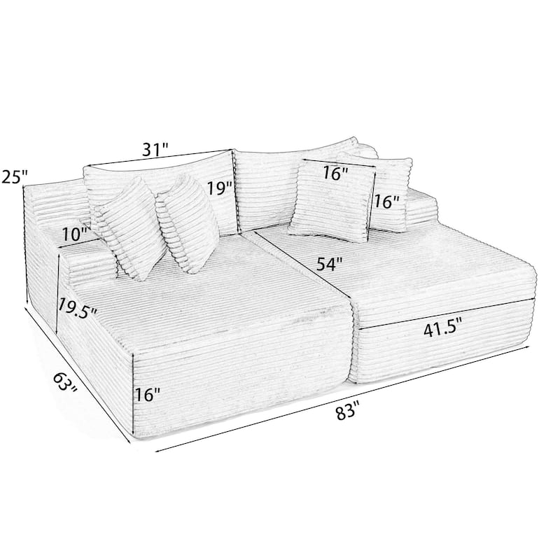 Lazy Couch Chaise Lounge No Frame Loveseat Sofa with Sponge Filling