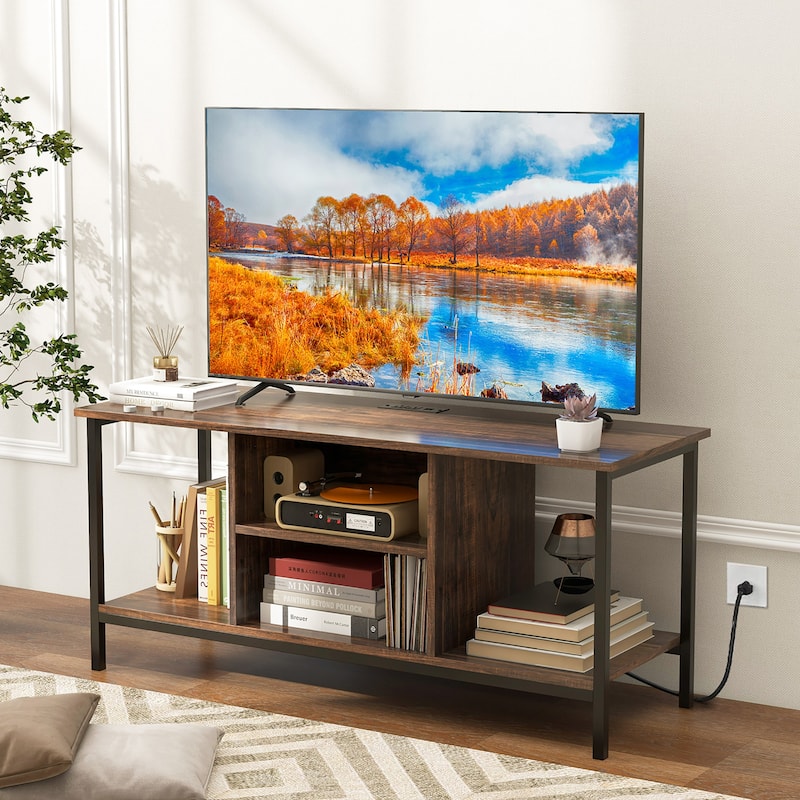 Gymax TV Console Table w/ Power Outlets 50" Industrial TV Stand w/