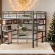 preview thumbnail 2 of 23, Full Size Metal Loft Bed with Bookcase, L -shaped Desk and Cabinet for Studying or Office