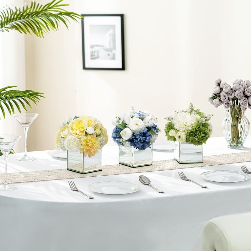 Modern Mirrored Square Vase (Set of 6)