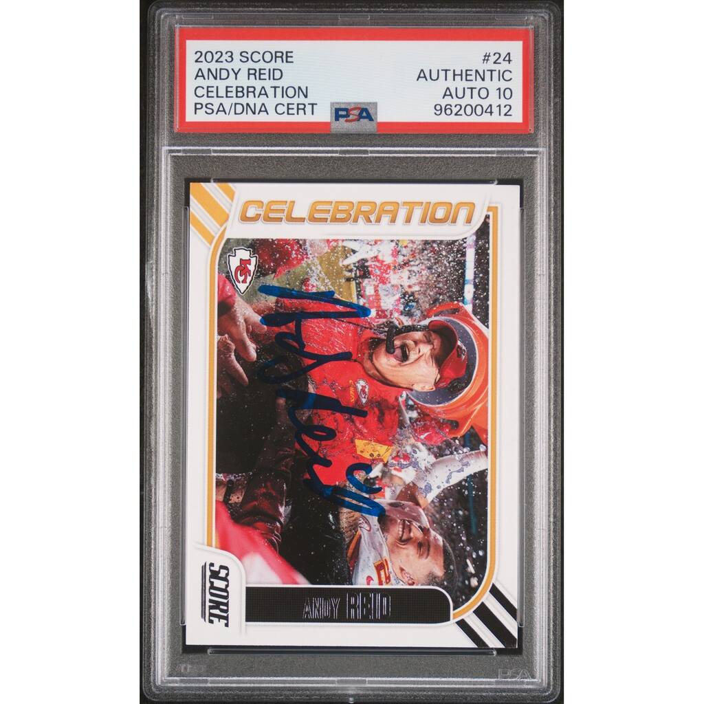 Andy Reid 2023 Score Celebration Signed Football Card #24 Auto Graded PSA 10 412 - 8'6" x 11'6"