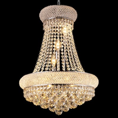 18-Inch Crystal Chandelier Lighting Modern Luxury K9 Bedroom Crystal Chandelier Ceiling Light French Empire Chrome 9 Lights