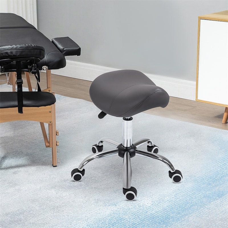 Adjustable Dark Grey Salon Stool with Premium Faux Leather Ergonomic Design for Beauty Tattoo Medical and Office Use
