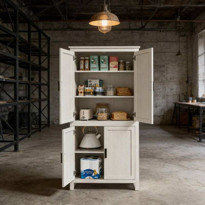 Rossetta Contemporary Chic Freestanding Kitchen Pantry Storage Cabinet with Adjustable Shelves and Back Anti-tipping Strap