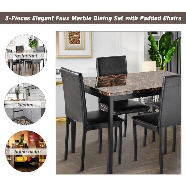 Moda 5pcs Dining Set Kitchen Table Set Dining Table And 4 Leather Chairs Overstock 32683707