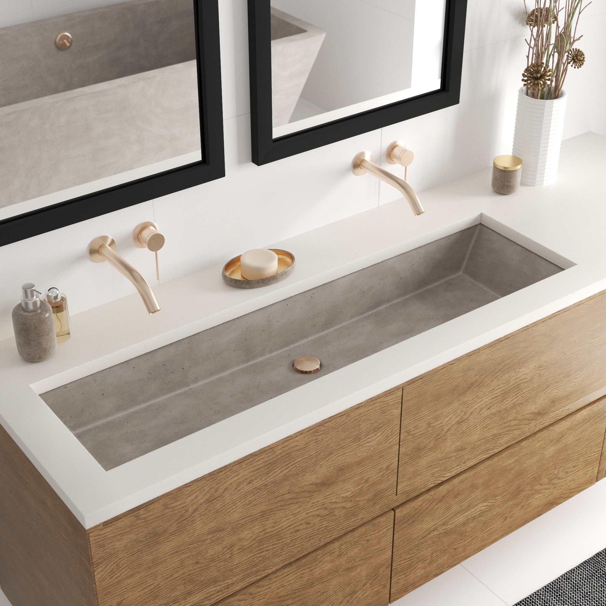 Arcata NativeStone Concrete Undermount Trough Bathroom Sink