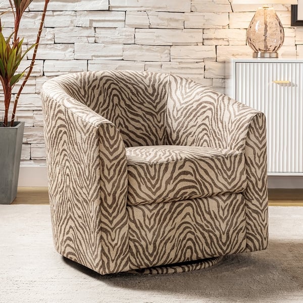 slide 2 of 108, Cuenca Modern Living Room Wooden Upholstered 360° Swivel Barrel Chair with Metal Base and Wide Backrest